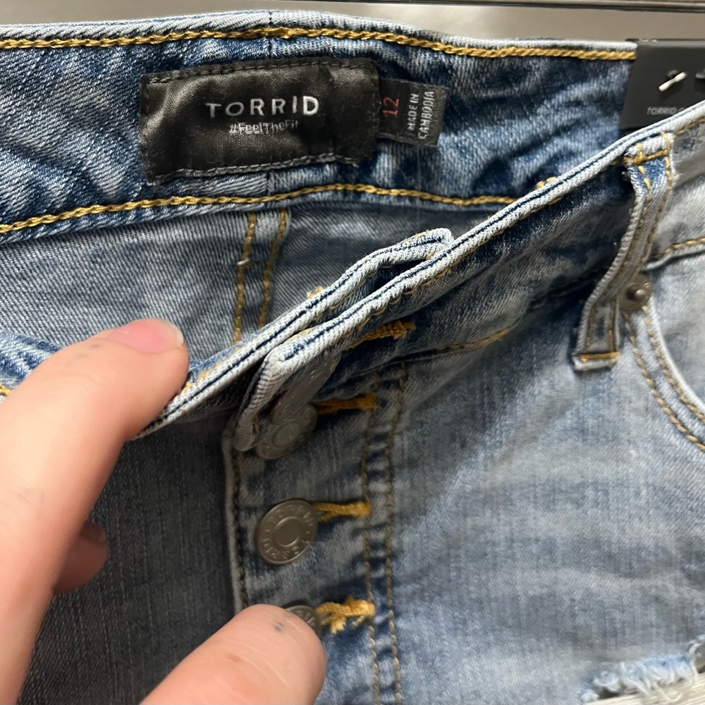 Torrid Button-Fly Ripped Jean Shorts - Picture 3 of 7